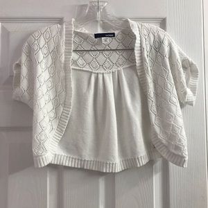 Girls Basic Editions White Knitted Shoulder Wrap Size L 10/12